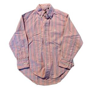 Vintage Carmel Button Down Shirt Boys Small Pink Stripe Made USA